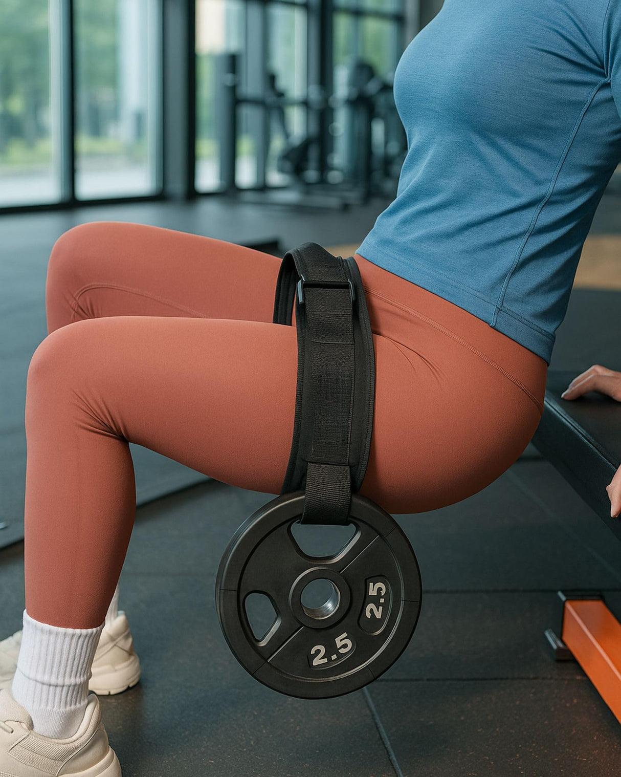 Hip Thrust Belt for Workouts, Heavy Duty Dumbbell Holder for Hip Thrusts & Booty Bands, No Metal Bar Needed, Portable, Comfortable & Stable for Home, Gym, Travel