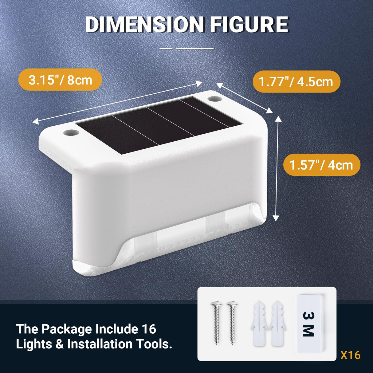 SOLPEX Solar Fence Lights Outdoor 16 Pack, Solar Step Lights Waterproof Led Solares Light for Outdoor Stairs, Deck, Fence, Yard, Patio, and Balcony(Warm White)