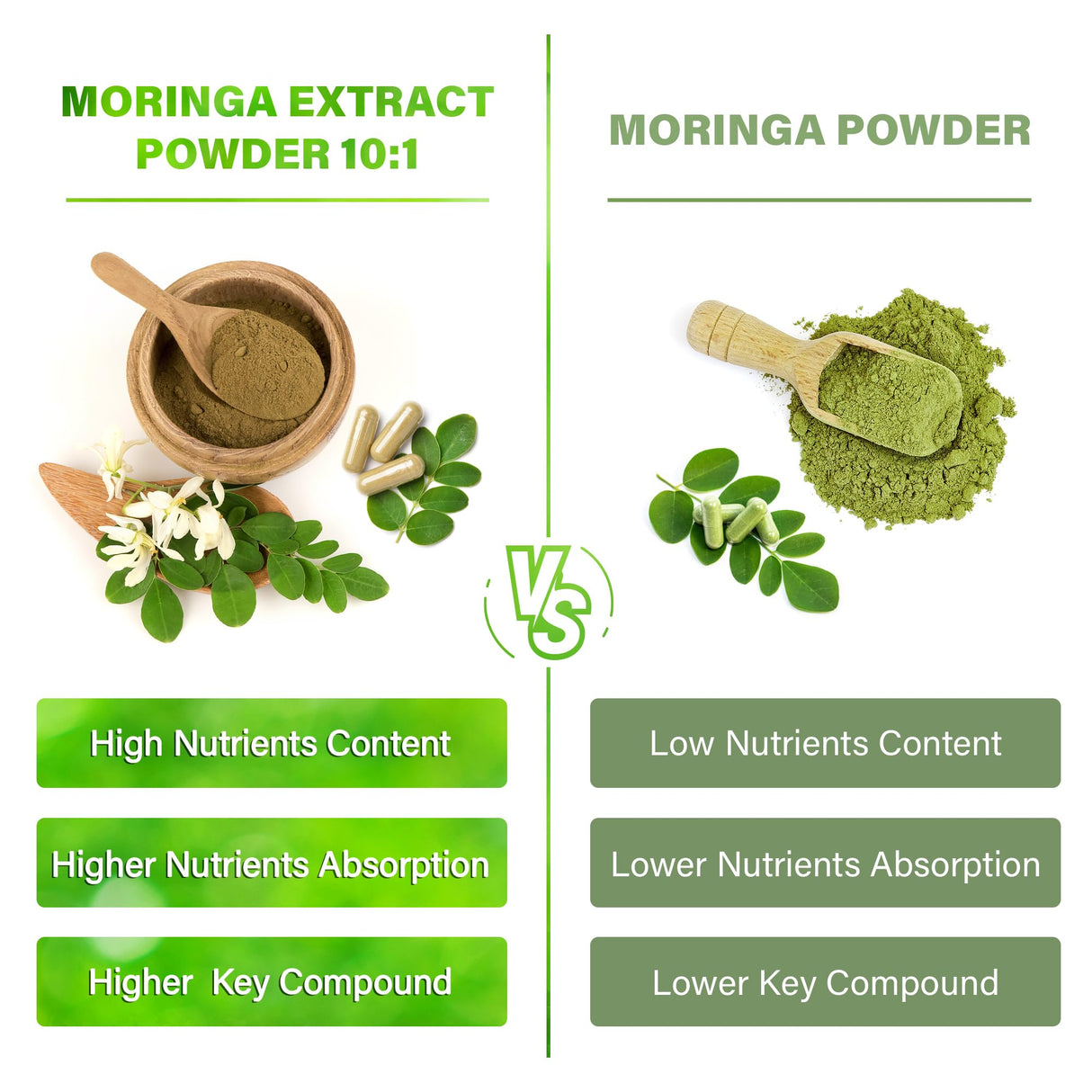 Moringa Capsules| 300 Capsules| Moringa Oleifera| 10,000mg| 100% Pure & Natural| Non-GMO and Gluten Free Supplement | Complete Green Superfood | Moringa Leaf Extract Powder