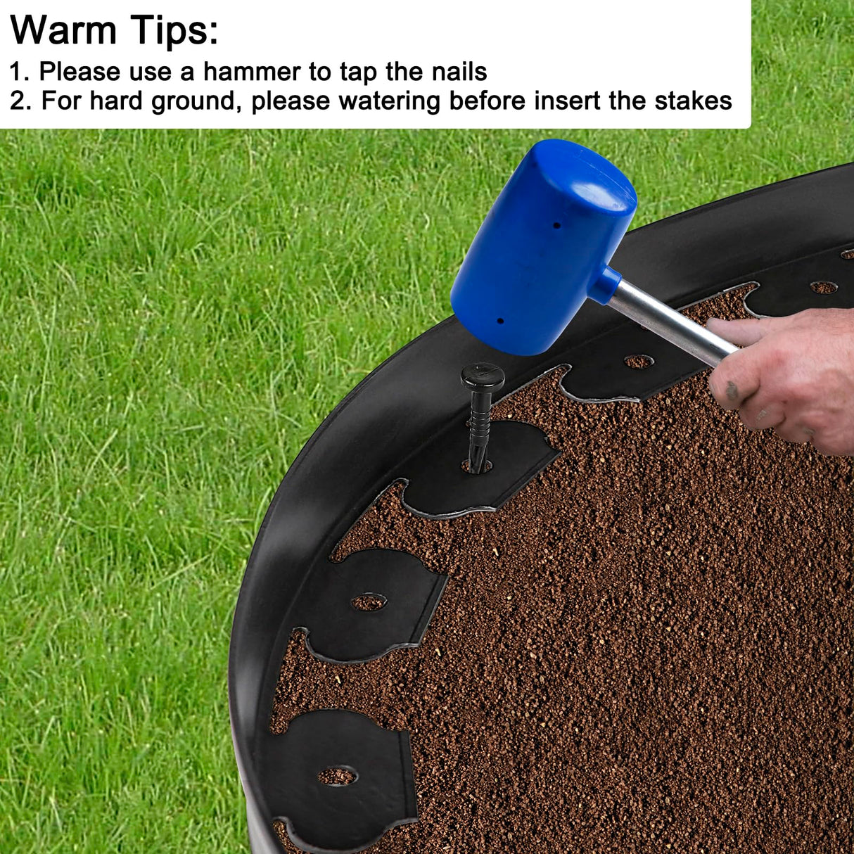 JERIA 2 Inch Tall 66 FT Garden Edging Kit with 90pcs Spikes, Plastic Edging for Landscaping
