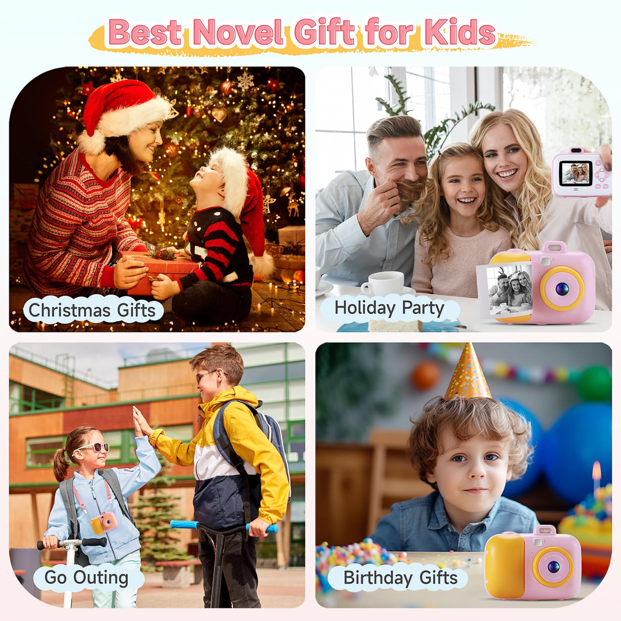 Kids Camera Instant Print for Girls Boys Age 3-12 Kids Toys, 12MP 1080P Kids Digital Cameras Christmas Birthday Gifts for 4 5 6 7 8 9 10 Year Old Girls, Toddler Camera