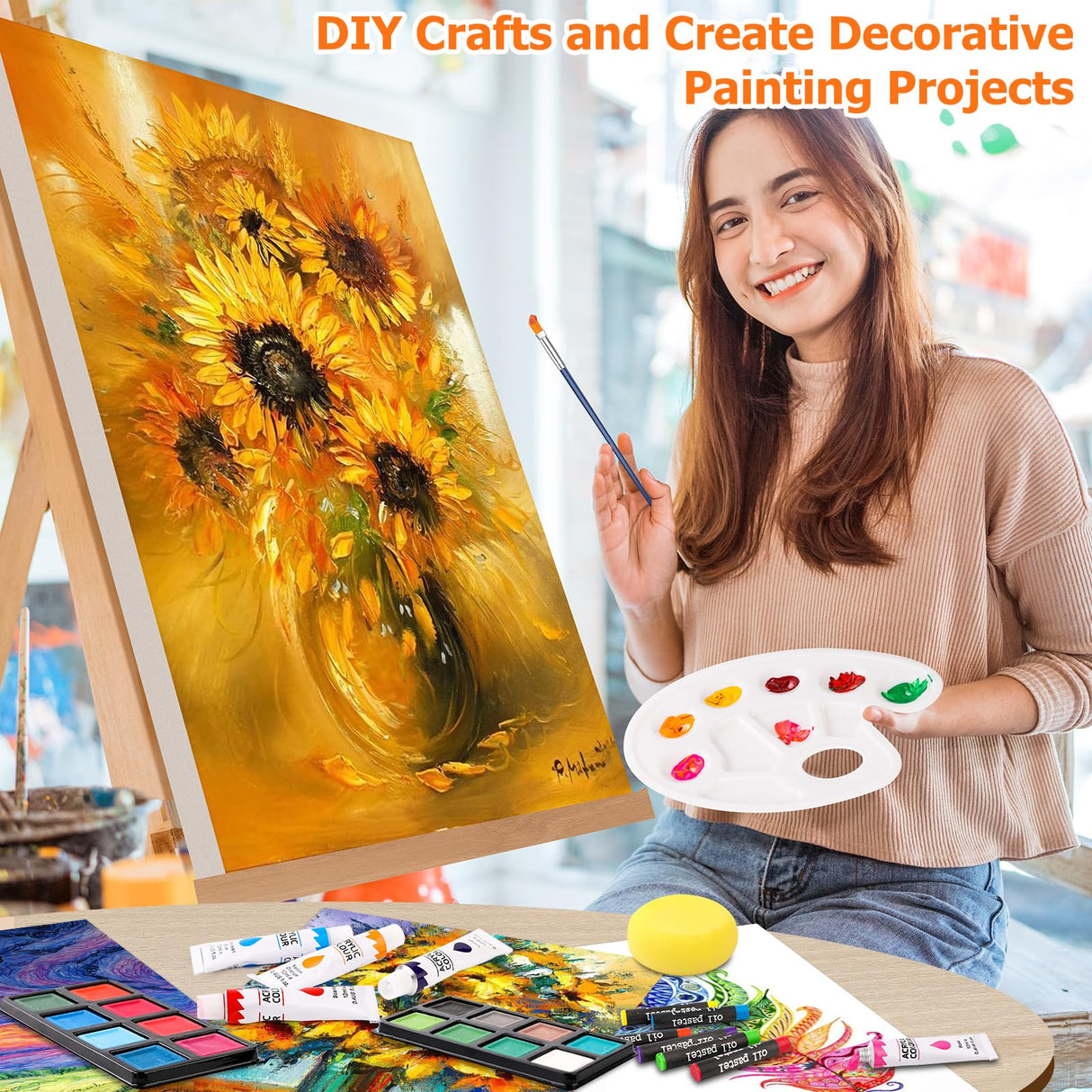 Christmas Gifts Birthday Gifts, Art Kits Art Sets, Aesthetic Cute Preppy Stuff Art Supplies, Soucolor 192-Pack Deluxe Drawing Stuff with Acrylic Pad, Watercolor Book and Sketch Book, Canvases, Brushes