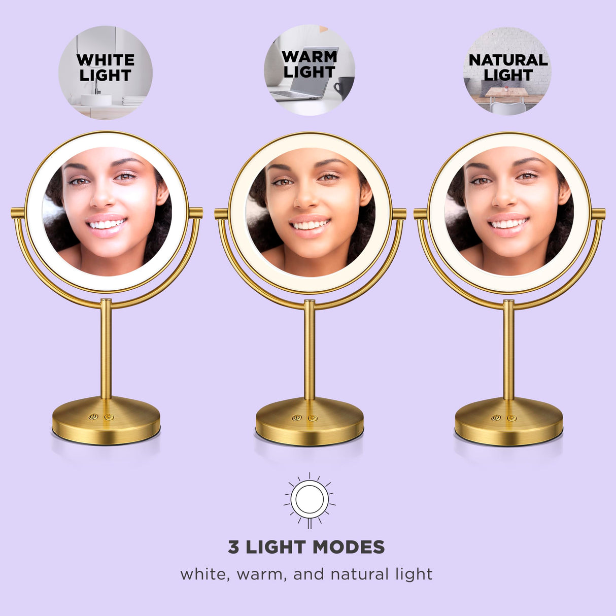 Conair Lighted Makeup Mirror, LED Vanity Mirror, 1X/10x Magnifying Mirror, Corded in Brushed Brass Finish