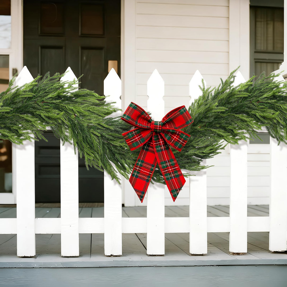 Real Touch Christmas Norfolk Pine Garland - 9ft Artificial Christmas Garland Fake Pine Needles Faux Green Garland for Fireplace,Table,Window,Stairs,Mante,Holiday Indoor Outdoor Xmas Decor(1PCS)