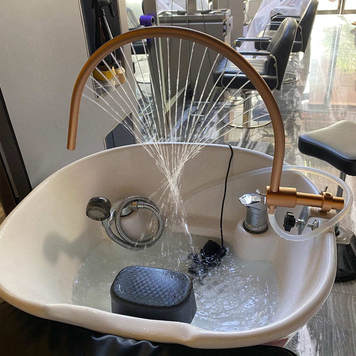 Generic Modern U-Shaped Head Spa Equipment Shampoo Bowl Waterfall Hydrotherapy Adjustable Fits Most Shampoo Basin Bed Massage Salon Equipment