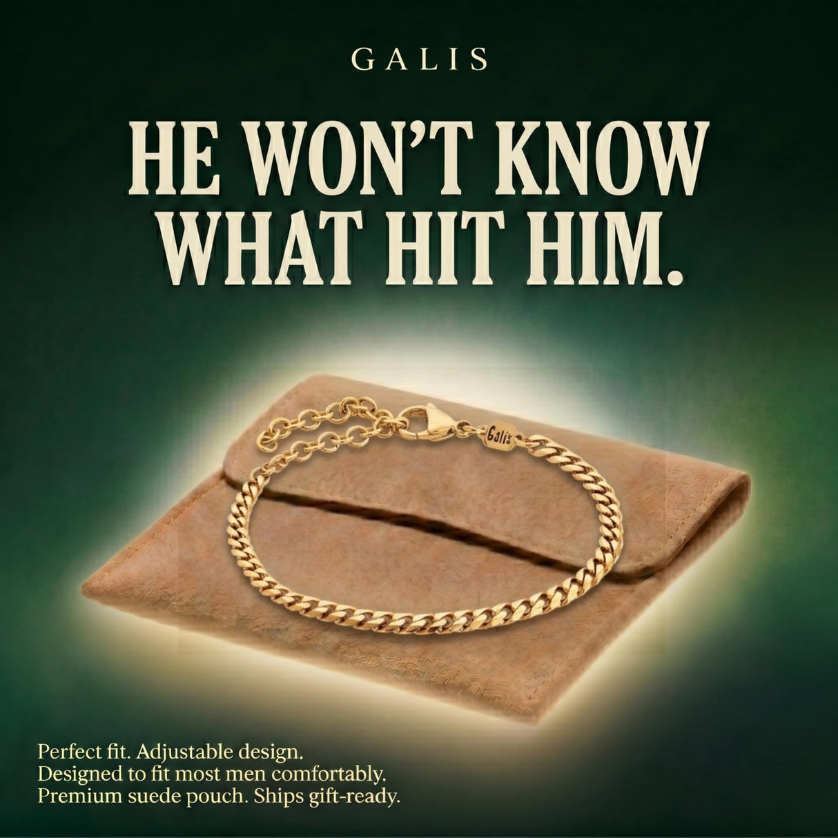 Galis Mens Bracelet - Cuban Link Chain For Men Gold Plated Over Premium Stainless Steel, Gold Bracelet For Men - 7" long - 5mm thick