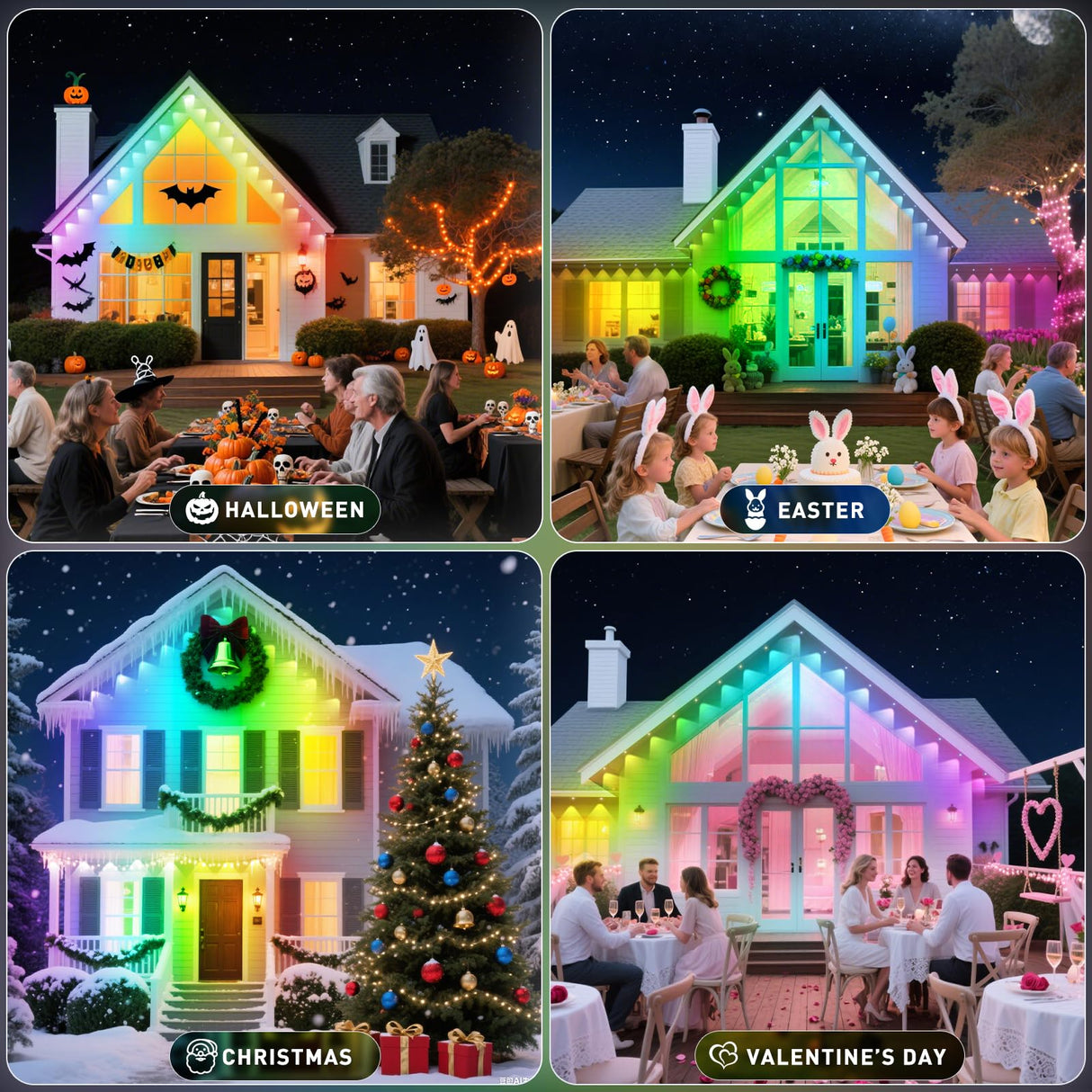 INZIDOL 100FT Permanent Outdoor Lights, IP67 Waterproof,for House Roof, Christmas, Holiday, Party, Daily Lighting, Smart RGB Outdoor Lights with Remote APP Control & DIY Scenes