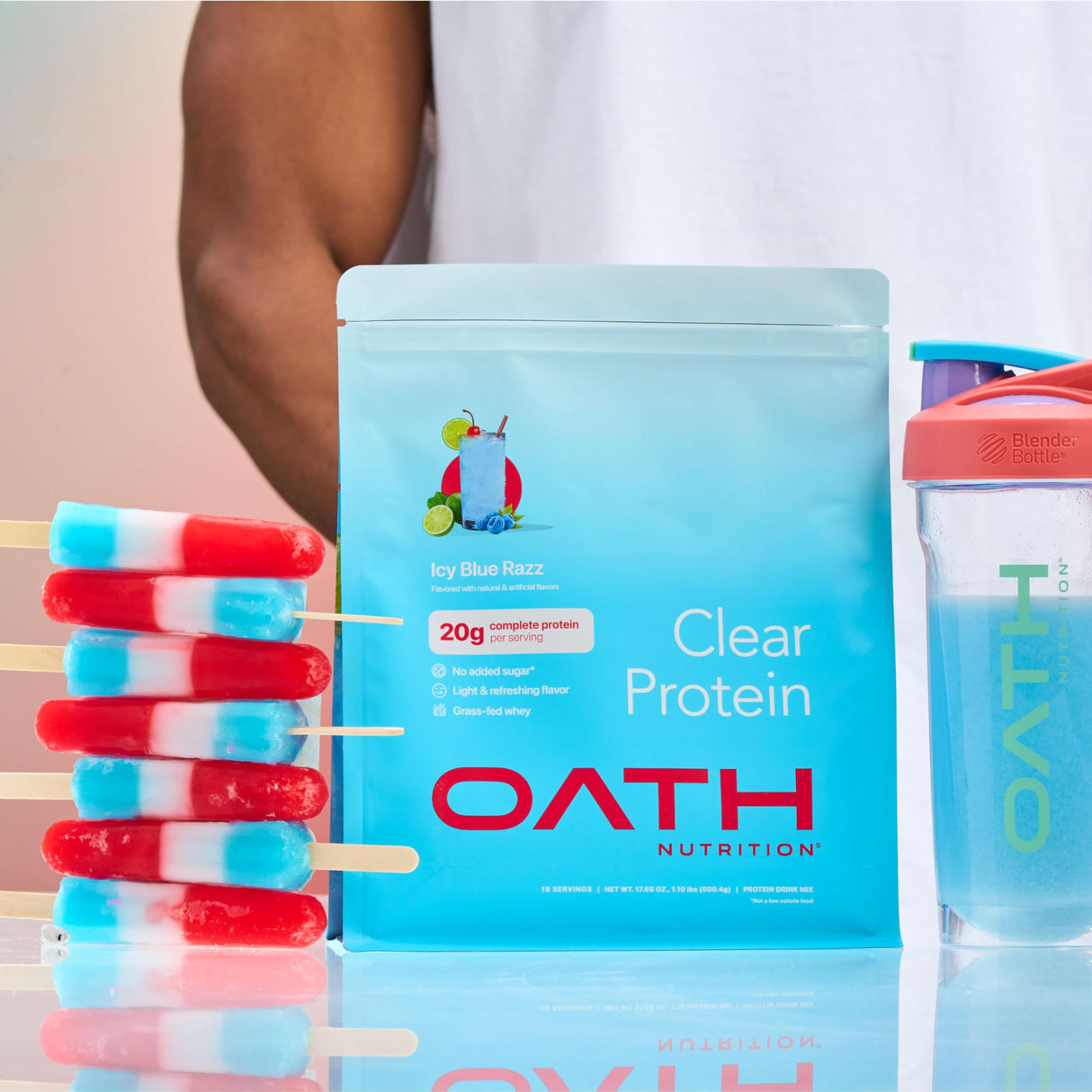 Oath Nutrition Clear Whey Isolate Protein Powder, ICY Blue Razz, 20g Complete Protein per Serving, No Added Sugar, Grass-Fed, 18 Servings