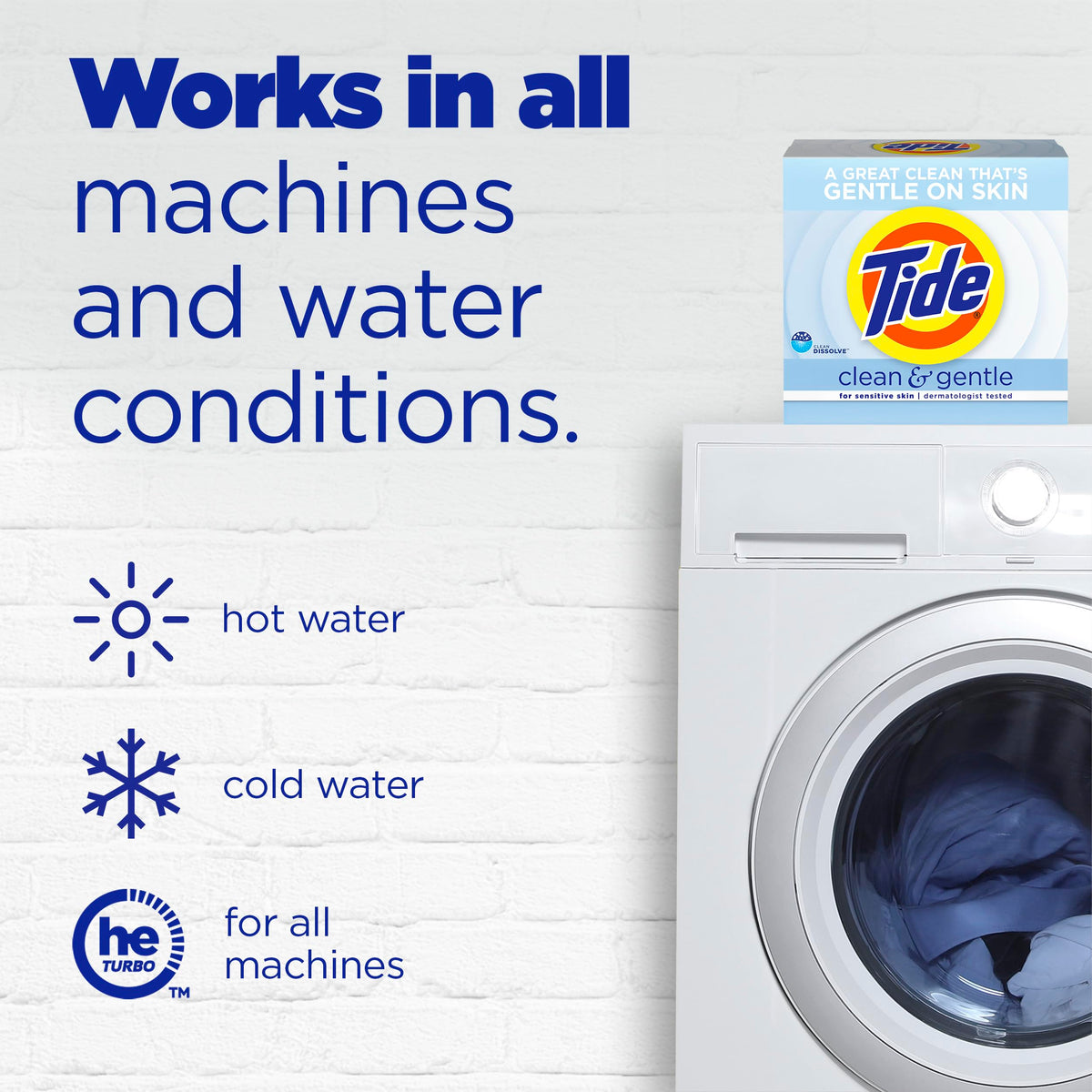 Tide Clean and Gentle Powder Laundry Detergent, Unscented, 68 Loads, 77 oz