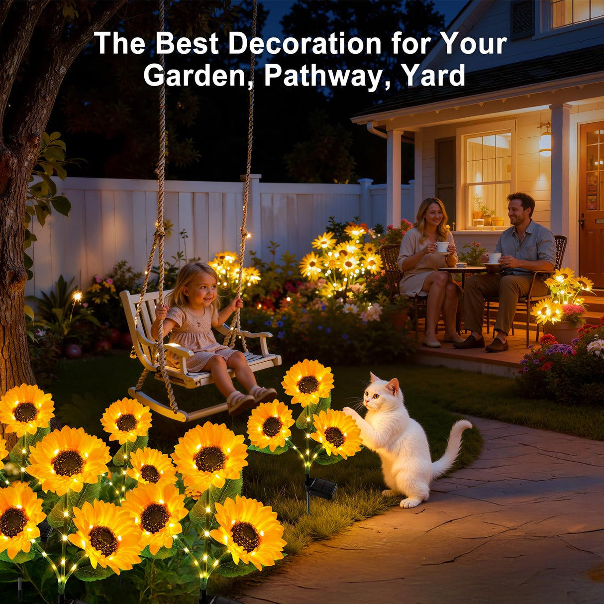 KOOPER Solar Lights Outdoor Garden Decor - Upgraded 3 Pack Solar Garden Lights with 9 Bigger Sunflower Lights, Solar Flowers Outdoor Waterproof for Flower Bed Yard Decor, Gift for Women Mom Grandma