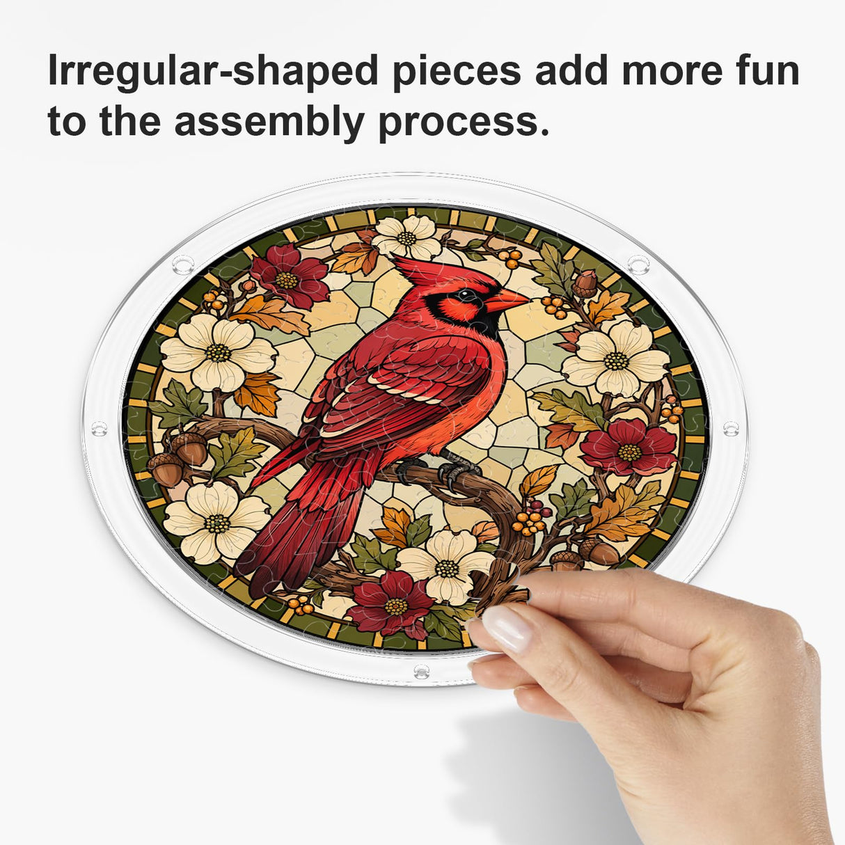 UNIQGIFTS Acrylic Puzzle Suncatcher, Northern Cardinal Sun Catchers Puzzle for Window Hanging, DIY Craft Puzzles for Adults, Ideal Gift for Women, Men, Wife, Mom, Home & Garden Decor, 7.4 in