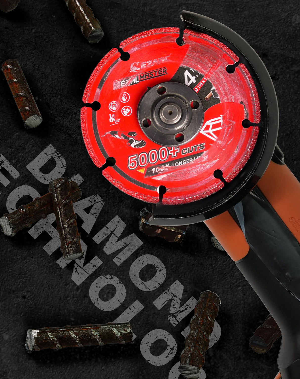 EZARC Diamond Cutting Wheel 4 1/2 x 7/8 Inch for Metal, Cut Off Wheel with 5000+ Cuts on Rebar, Steel, Iron and INOX, 2 Pack