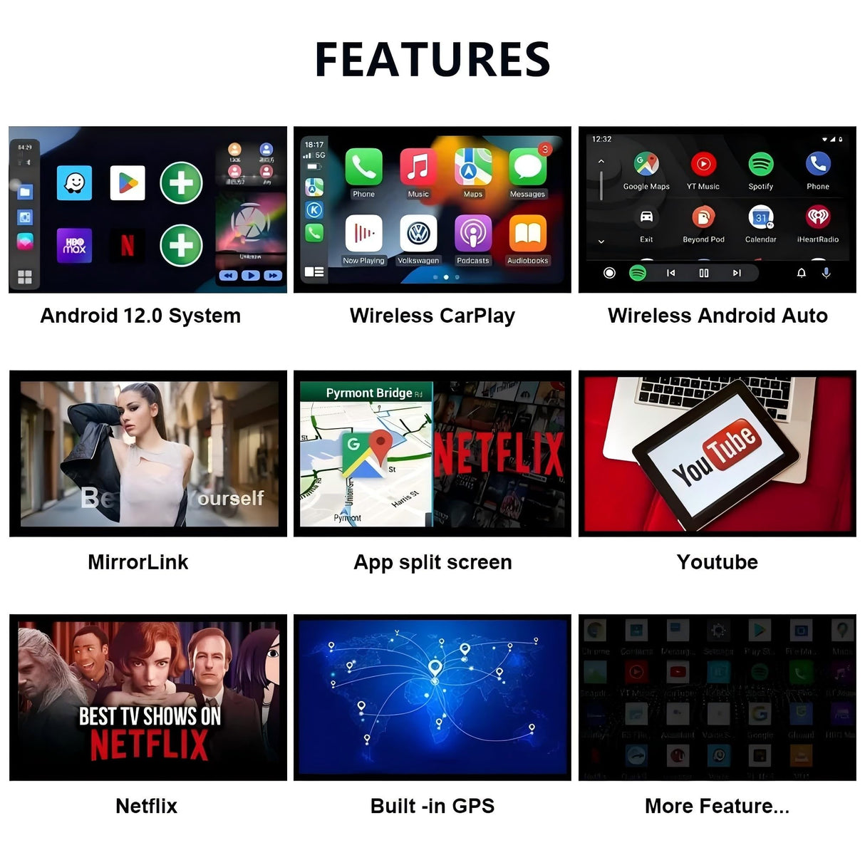 Wireless CarPlay Adapter, 2025 Upgrade with Netflix/YouTube/TF Card Plug & Play Dongle | Wireless Adapter for iPhone & Android Auto | Supports CarPlay for Cars | Dual System, 5G WiFi, Easy Setup 2+32G