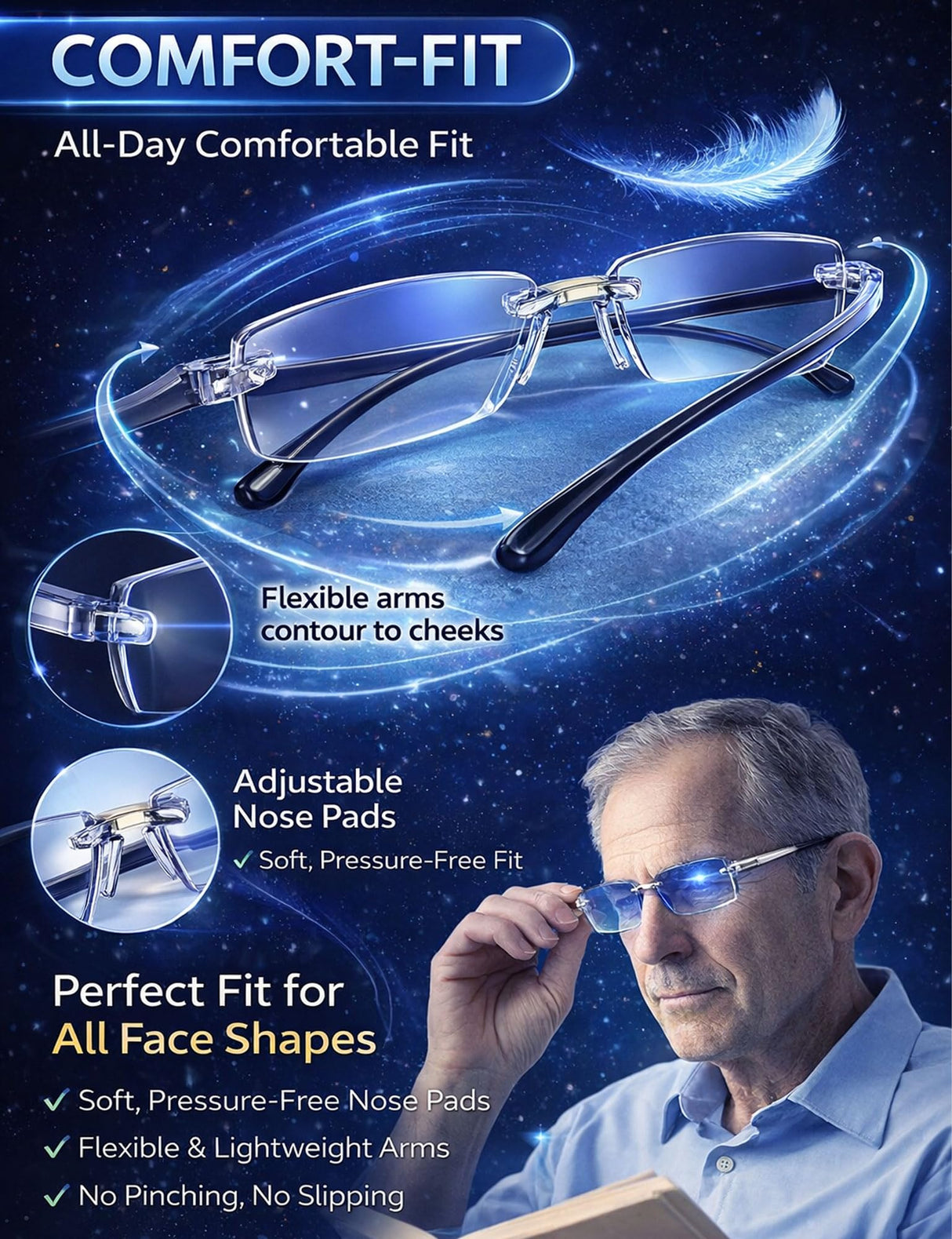 Intelligent Dual Focus Glasses, 2026 New Self Sync Wonder Glasses, Adjustable Auto Focus Eyeglasses for Women Men