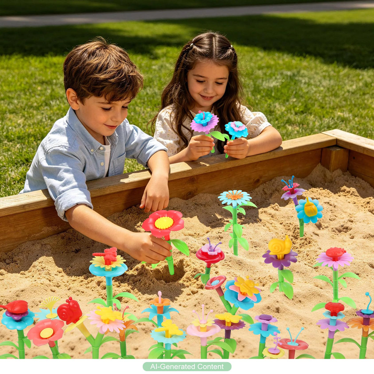 IQKidz 3-6 Years Old Toddler Toys - Flower Garden Building Toy with Insect Pegs, Educational Activity Gifts for Girls Preschool-Kindergarten, 153Pcs STEM Stacking Pretend Play Set