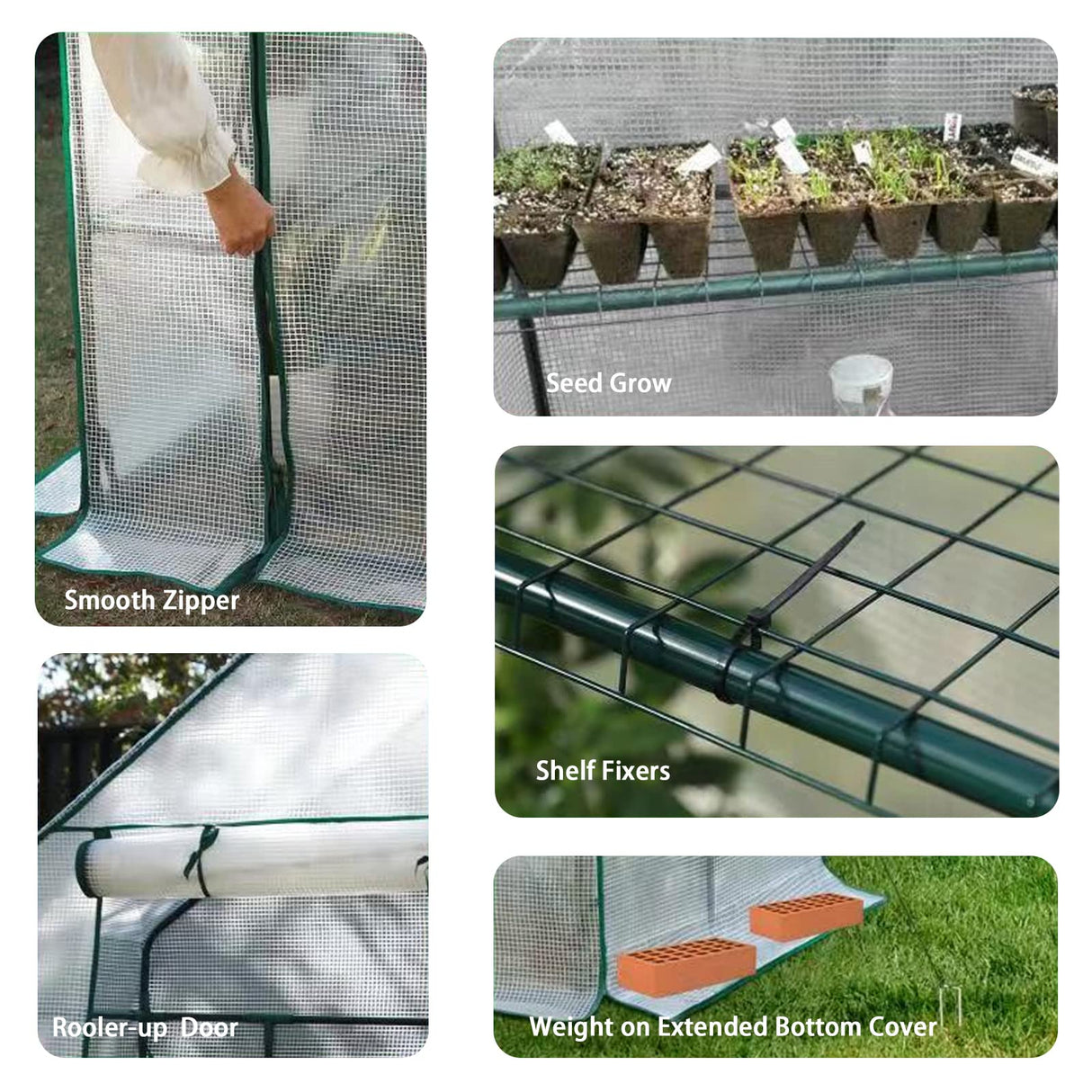 Greenhouse, Portable Mini Walk-in Green House for Outdoors with Roll-up Zipper Door, Anchors, and UV-Resistant Cover