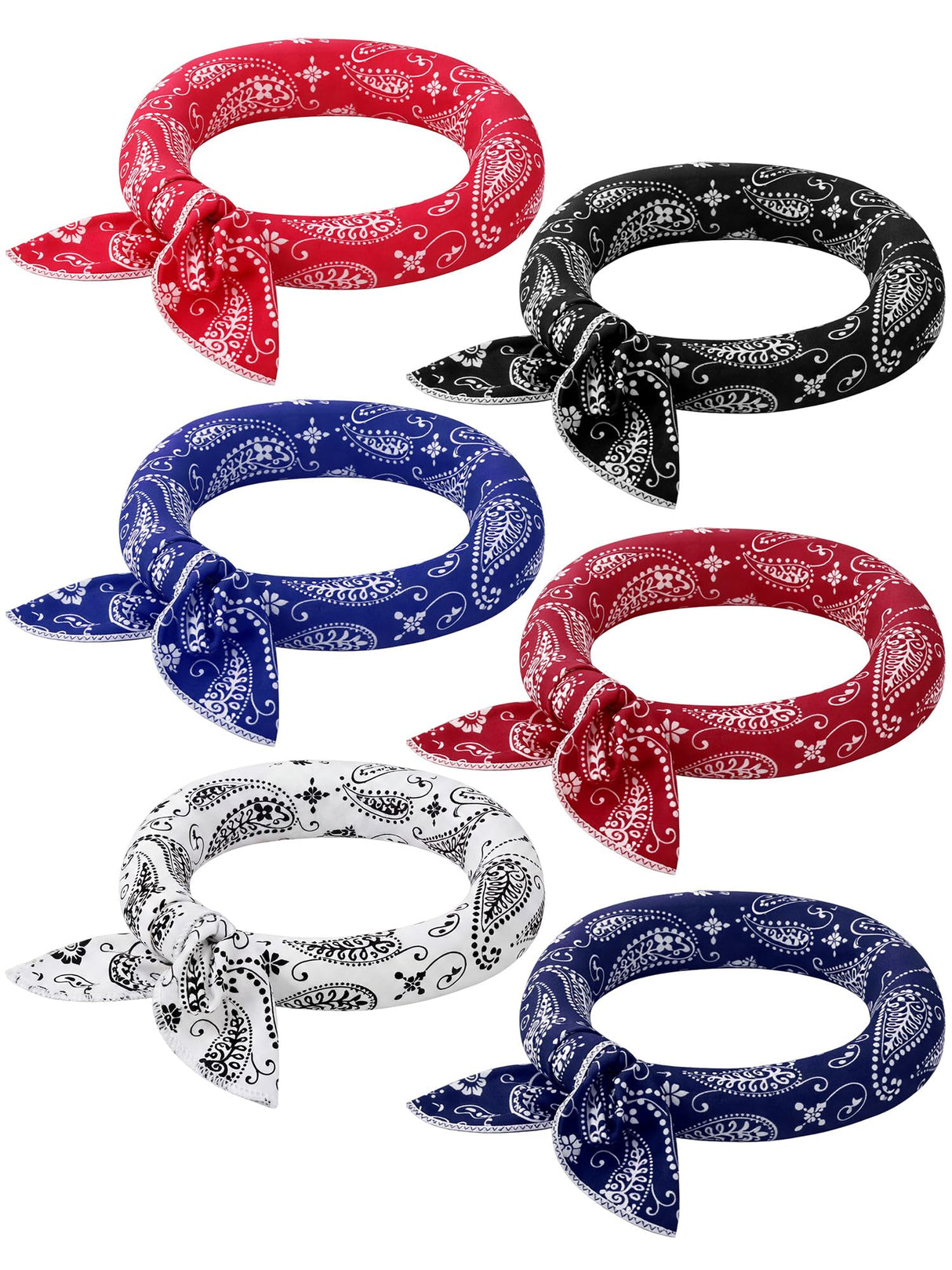 Coume 6 Pack Cooling Neck Wraps Neck Cooler Ice Bandanas Scarf for Hot Weather Summer Ultra Running Walking Riding Women Men(Classic Color)