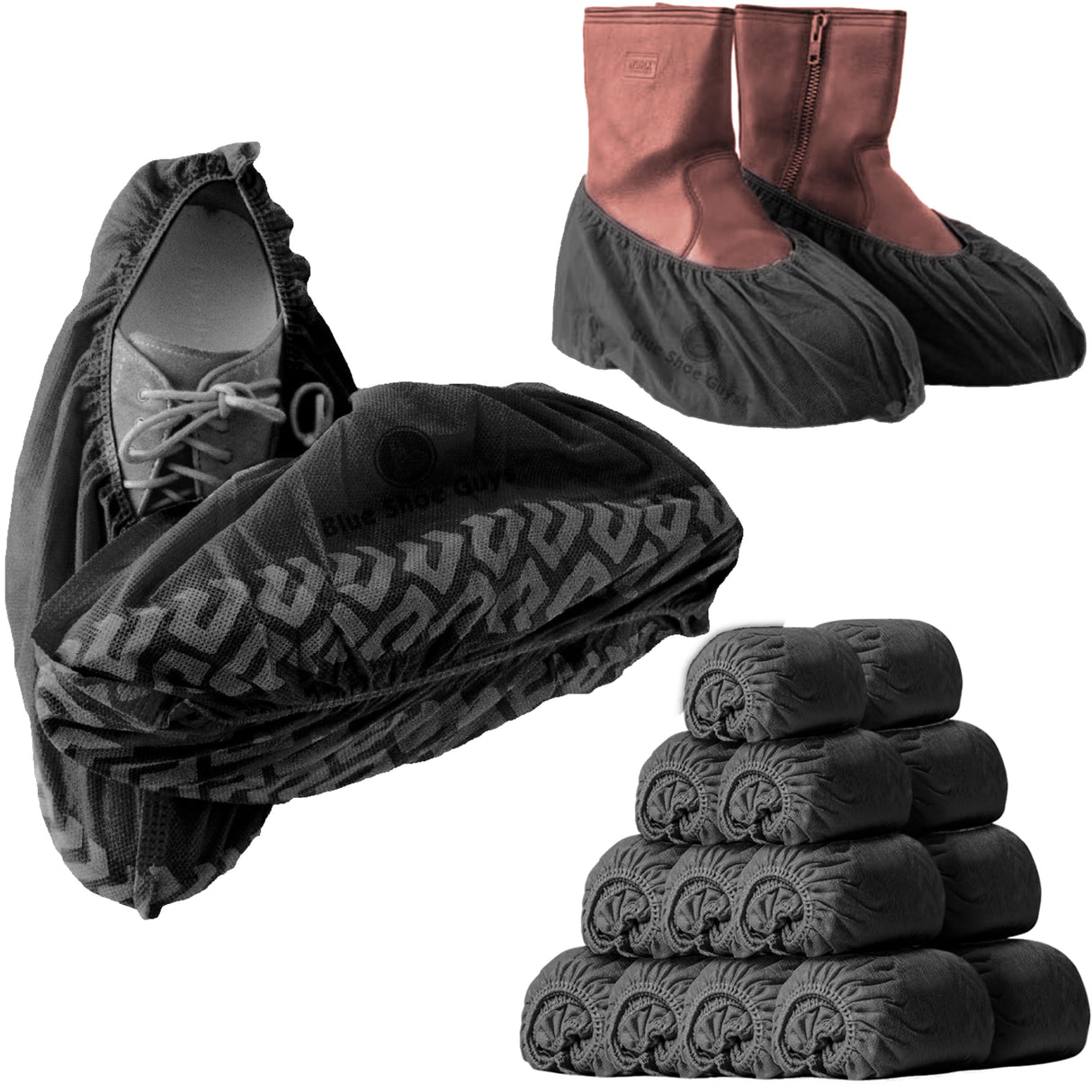 Premium Boot & Shoe Covers Disposable Booties - 200 Pack - Durable, Non-Slip, Non-Toxic, Water Resistant, Recyclable Protectors for Indoor & Outdoor - Large Size Fits Most Shoes