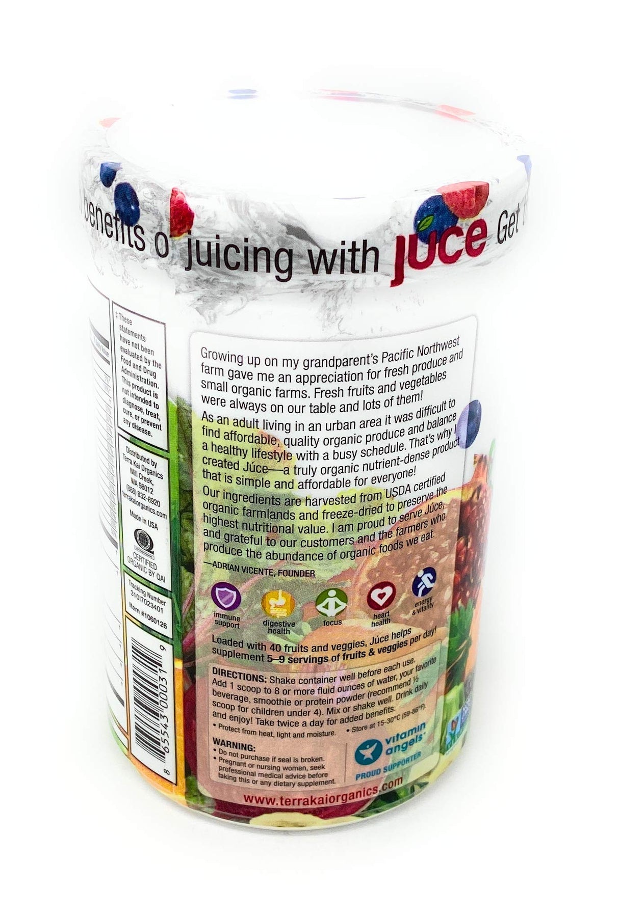 Terra Kai Organics Juce Super Fruit and Veggie Blend Drink, 12.2-Ounce Garden Berry