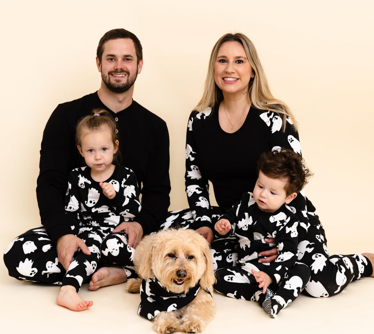 Owlivia Christmas Halloween Pajamas For Family, Organic Cotton Holiday Pjs Matching Sets(2-Piece Women Pjs, Medium, Halloween Ghosts)