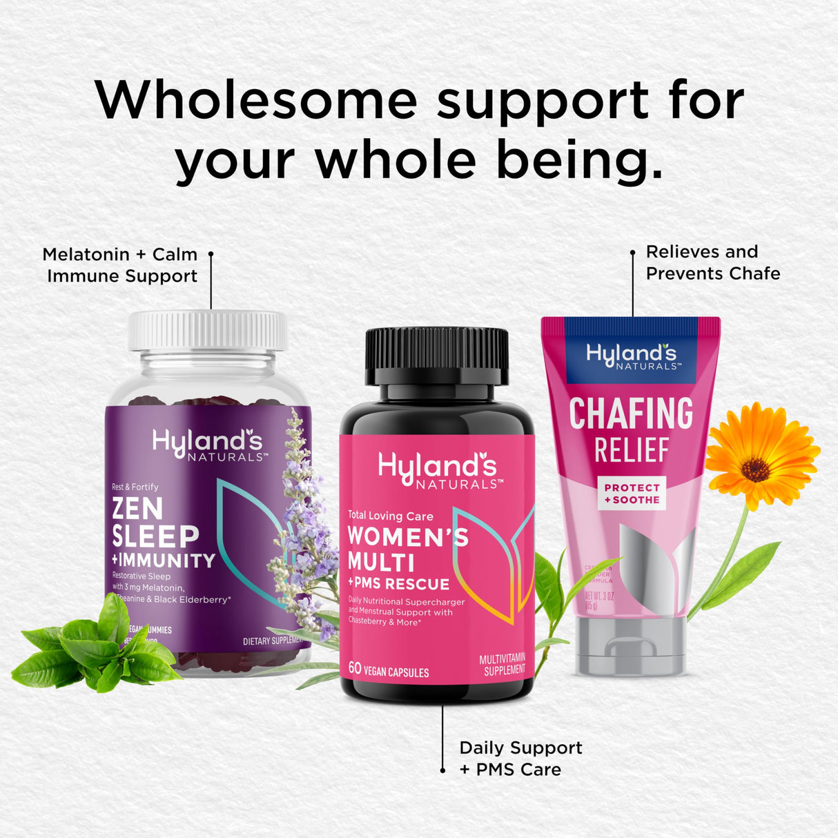 Hyland's Total Loving Care Multivitamin for Women and PMS Rescue, 60 Vegan Capsules with L-Theanine for Focus and Stress Relief Support with Chasteberry and Dong Quai for Menstrual Support