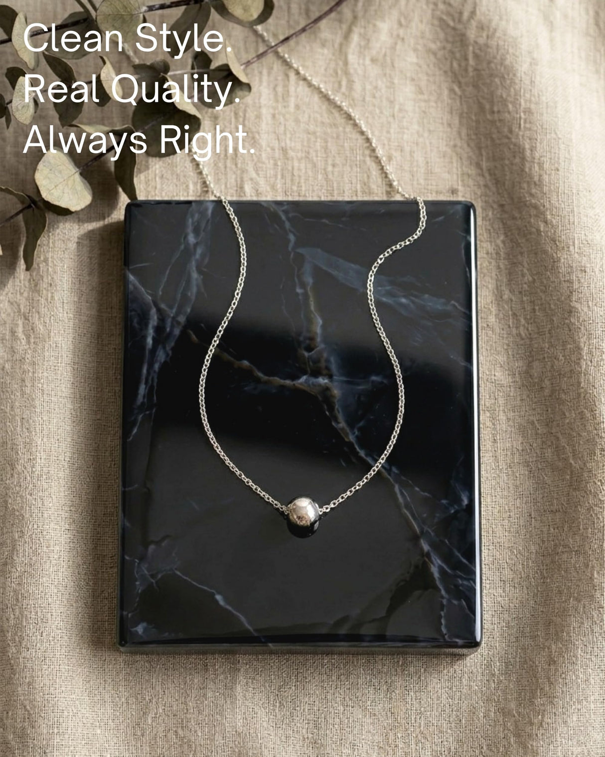Anika Bella Ball Choker Necklace, Dainty Bead Pendant, Waterproof Minimalist Jewelry for Women (Silver)