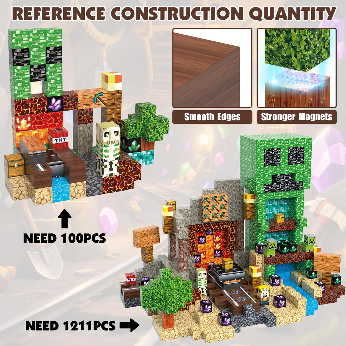 JIMI Magnetic Building Blocks Set, Magnetic Blocks STEM Construction Toys, Montessori Sensory Stacking Toys for Boys Girls Age 3 4 5 6 7 8, Magnet Cubes Christmas Birthday Present for Kids