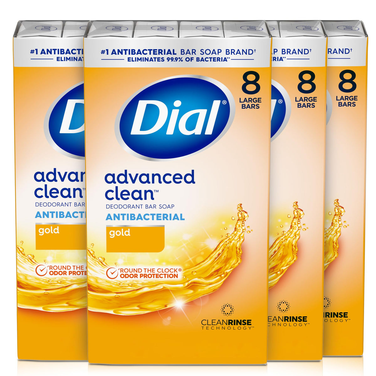Dial Antibacterial Deodorant Bar Soap, Gold, 4 Oz, 32 Bars