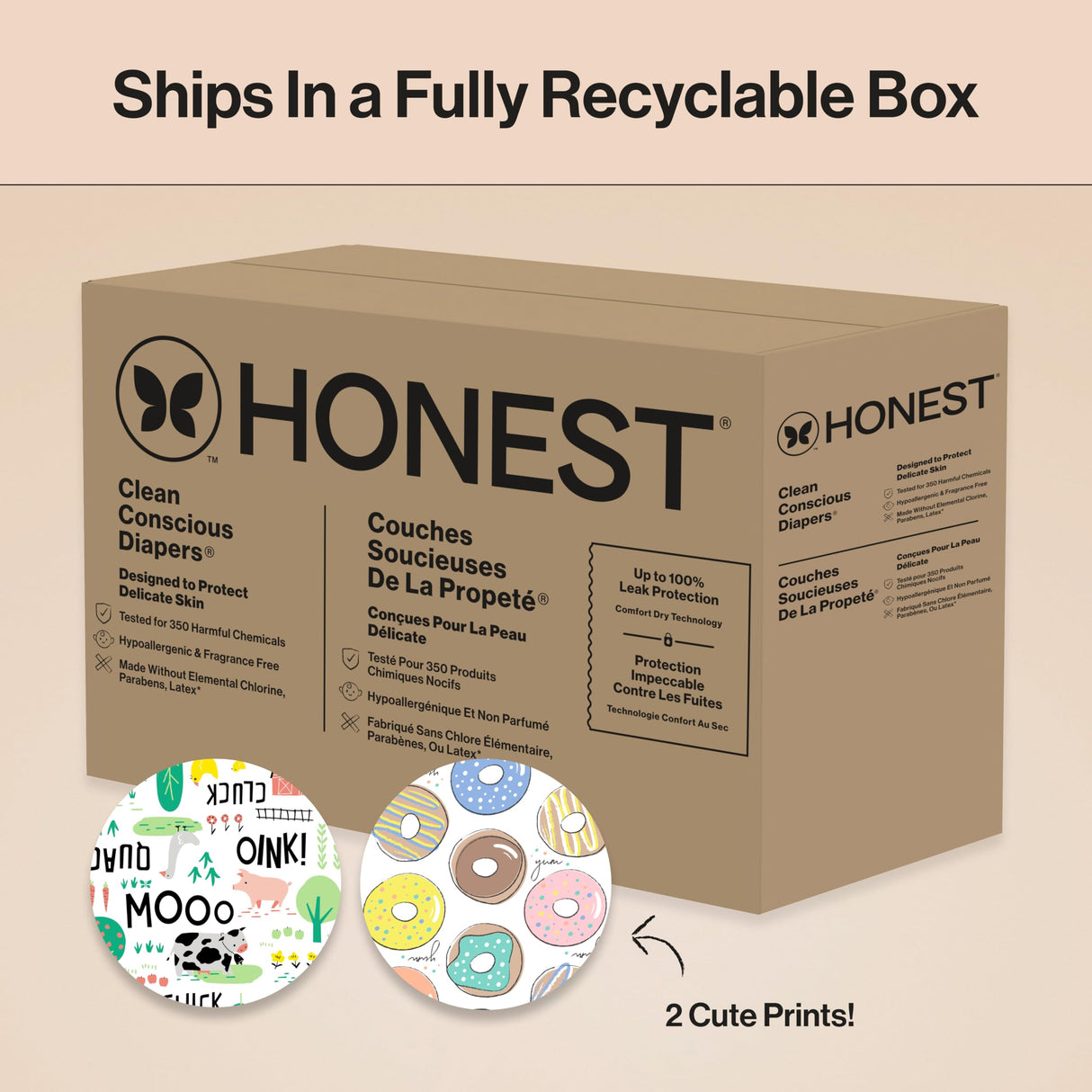 The Honest Company Clean Conscious Diapers for Sensitive Skin | Hypoallergenic, Fragrance Free | Gender Neutral Prints | Super Club Box, Size 3 (16-28 lbs), 120 Count (Prints May Temporarily Vary)
