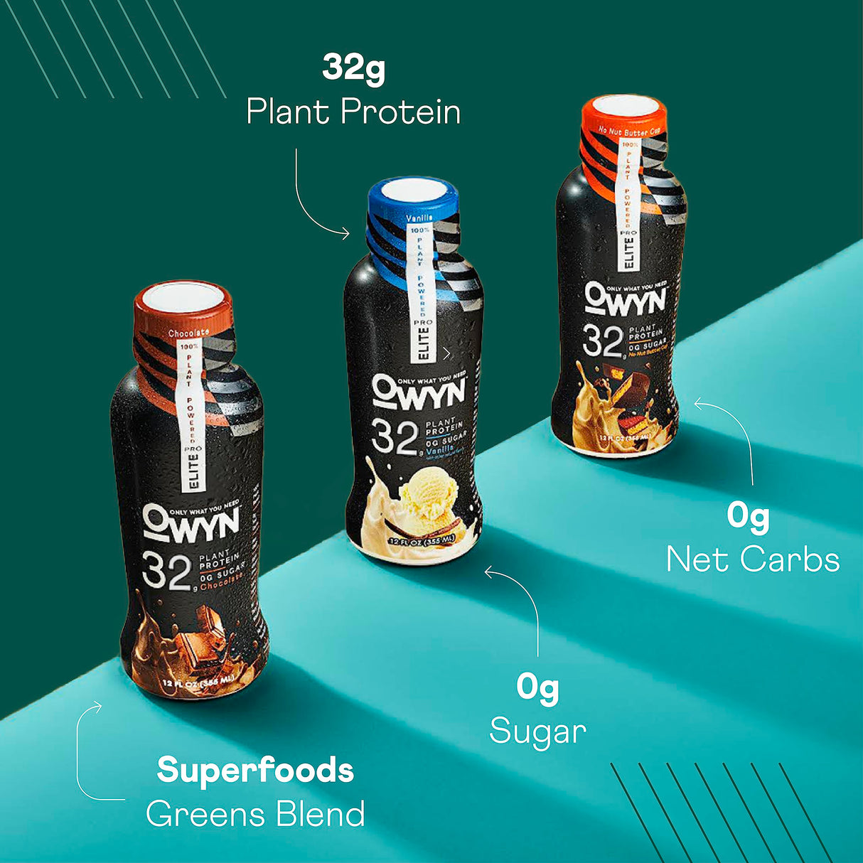 OWYN Only What You Need Pro Elite Vegan Plant Based High Protein Keto Shake, No Nut Butter Cup, Zero Sugar, 32g Protein, Omega-3, Prebiotics, Superfoods Greens for Workout and Recovery, 0g Net Carbs