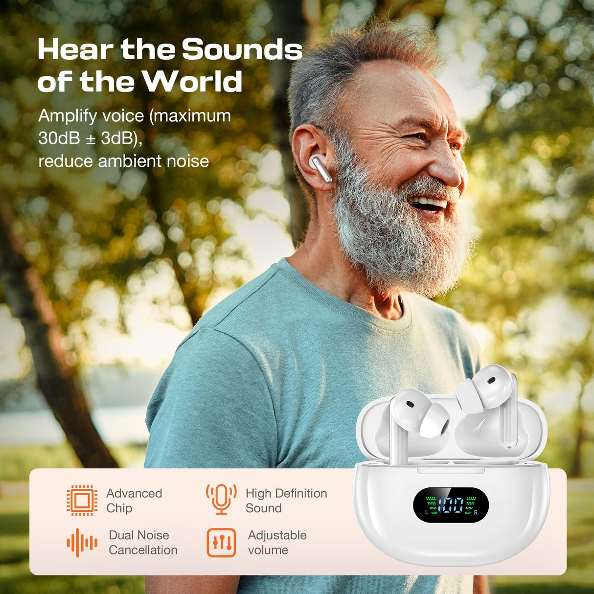 Hearing Aids for Seniors, Rechargeable Hearing Aids with Bluetooth, Hearing Amplifier for the Hearing Loss, Hearing Your Voice