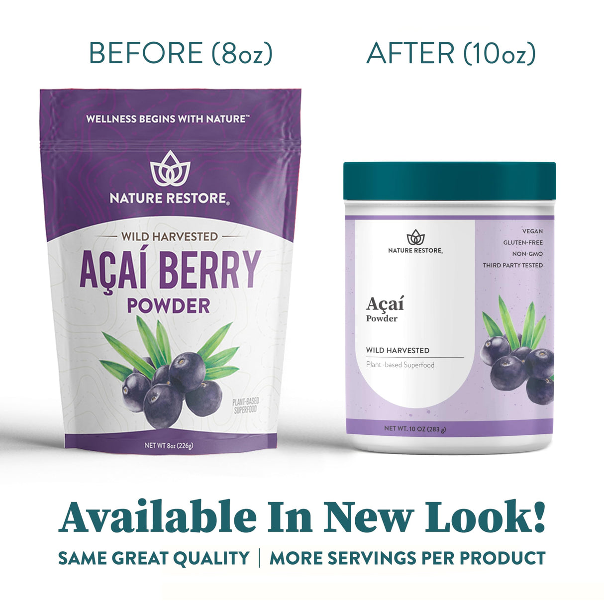 Nature Restore Wild Harvested Acai Berry Powder, 10 Ounces, Non GMO, Gluten Free, Brazilian Wild Grown