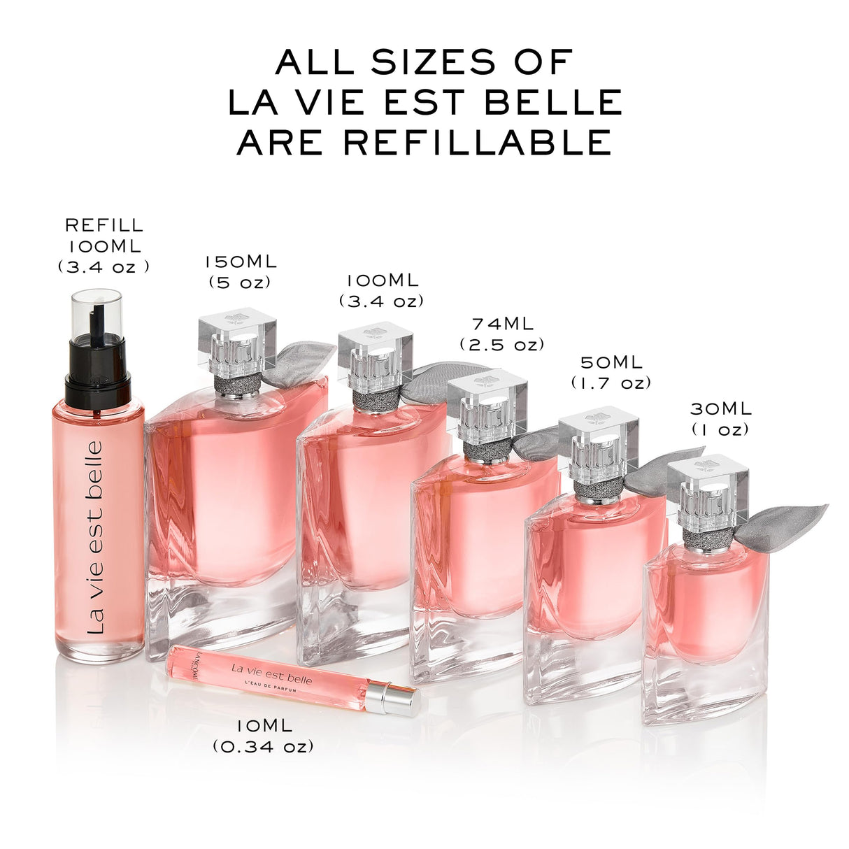 Lancôme La Vie Est Belle Valentine’s Day Set - With Full-Size Refillable La Vie Est Belle Eau De Parfum Spray 3.4 Fl. O, Full-Size Refillable Purse Spray 0.34 Fl. Oz, and Body Lotion 1.7 Fl. Oz