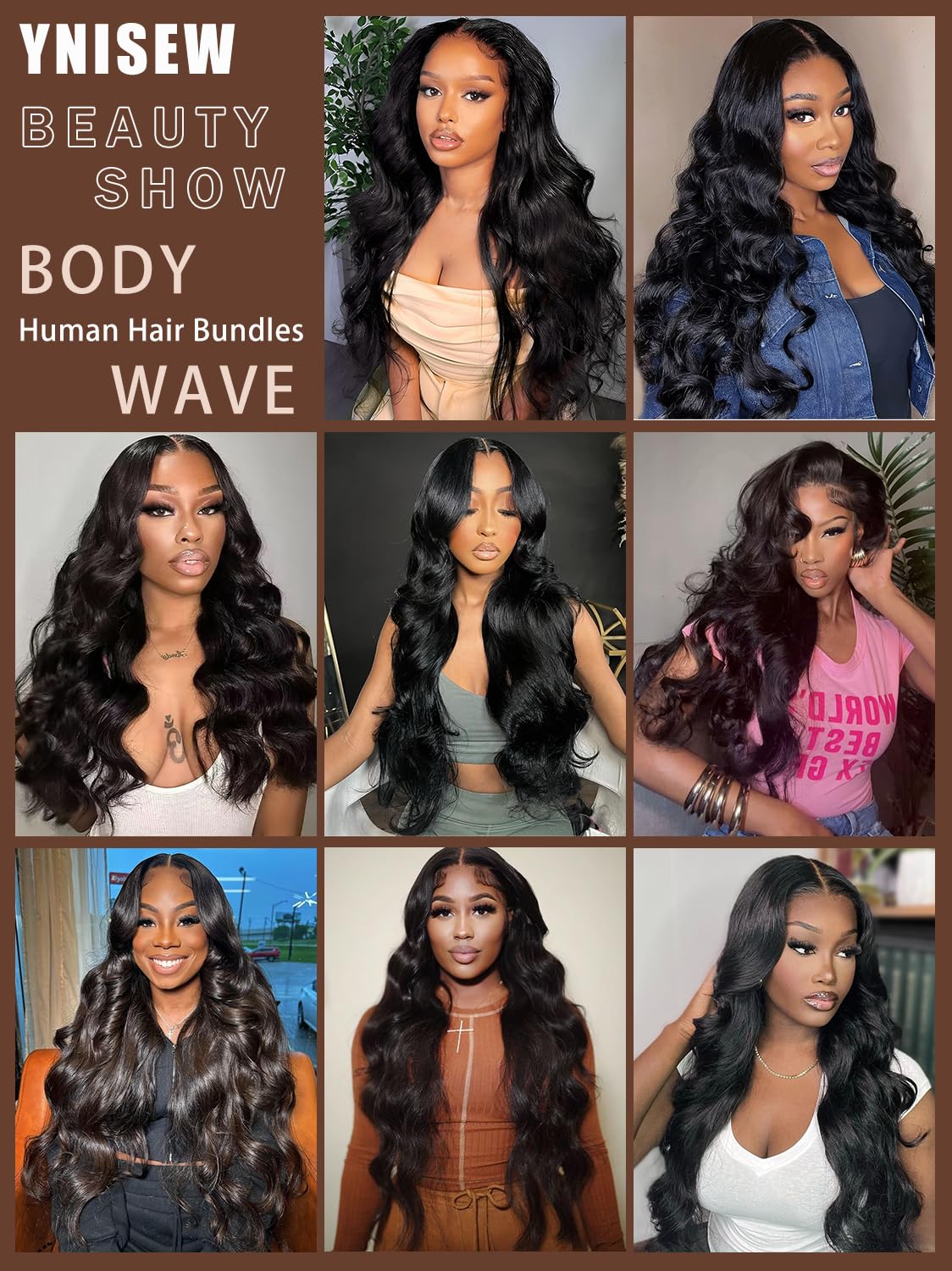 Human Hair Bundles 20 22 24 26 Inch Body Wave Bundles Human Hair 100% Unprocessed Brazilian Quick Weave 4 Bundles deals Human Hair Extensions Natural Black YNiSew