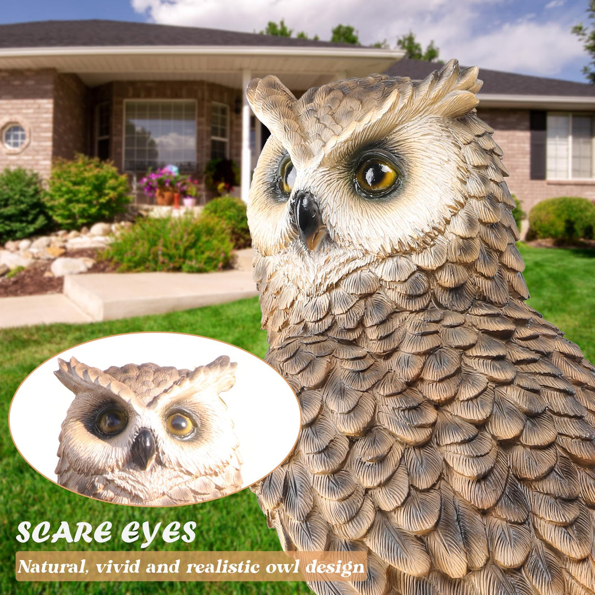 Ovewios Owl Garden Statue - Perching Forest Owl on Stump Resin Figurine for Home Indoor Outdoor Garden Patio Yard Decor