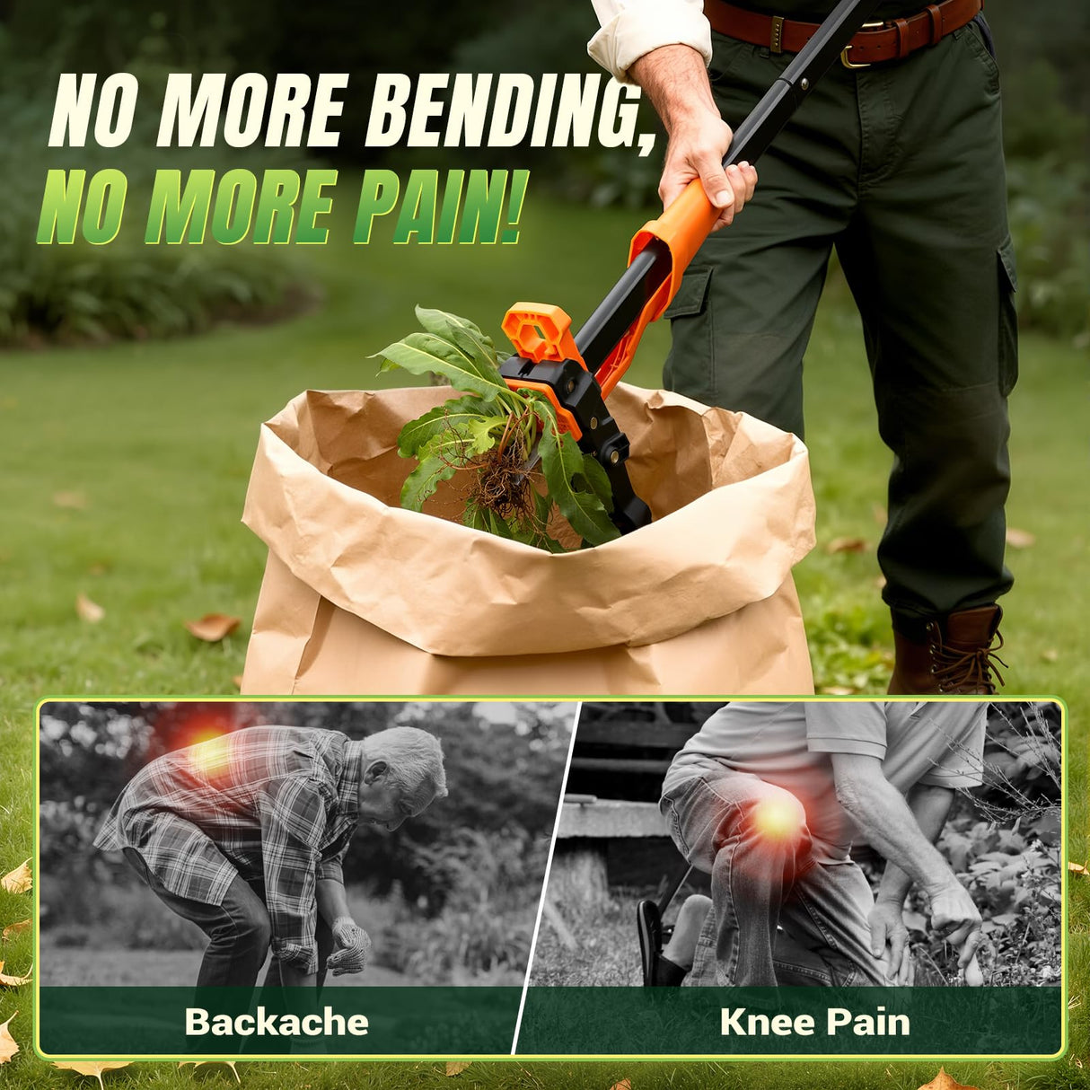 Crywag Weed Puller Tool - Stand Up Weed Puller with 4-Claw Steel Head, 39" Retractable Handle & Easy-Eject Mechanism for Dandelions, Clover & More, No Bending or Kneeling