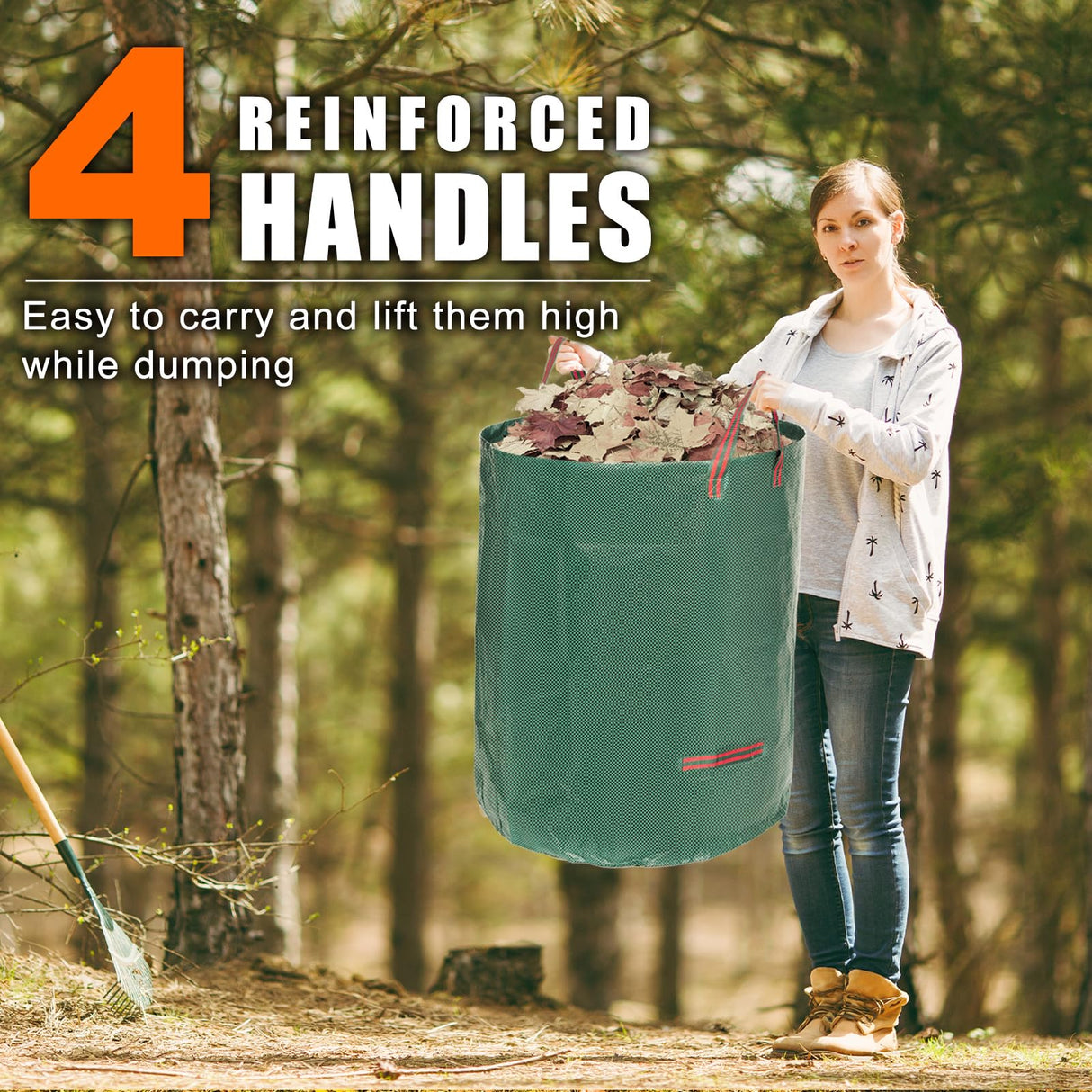 72 Gallon 3 Pack Reusable Yard Waste Bags for Lawn & Garden