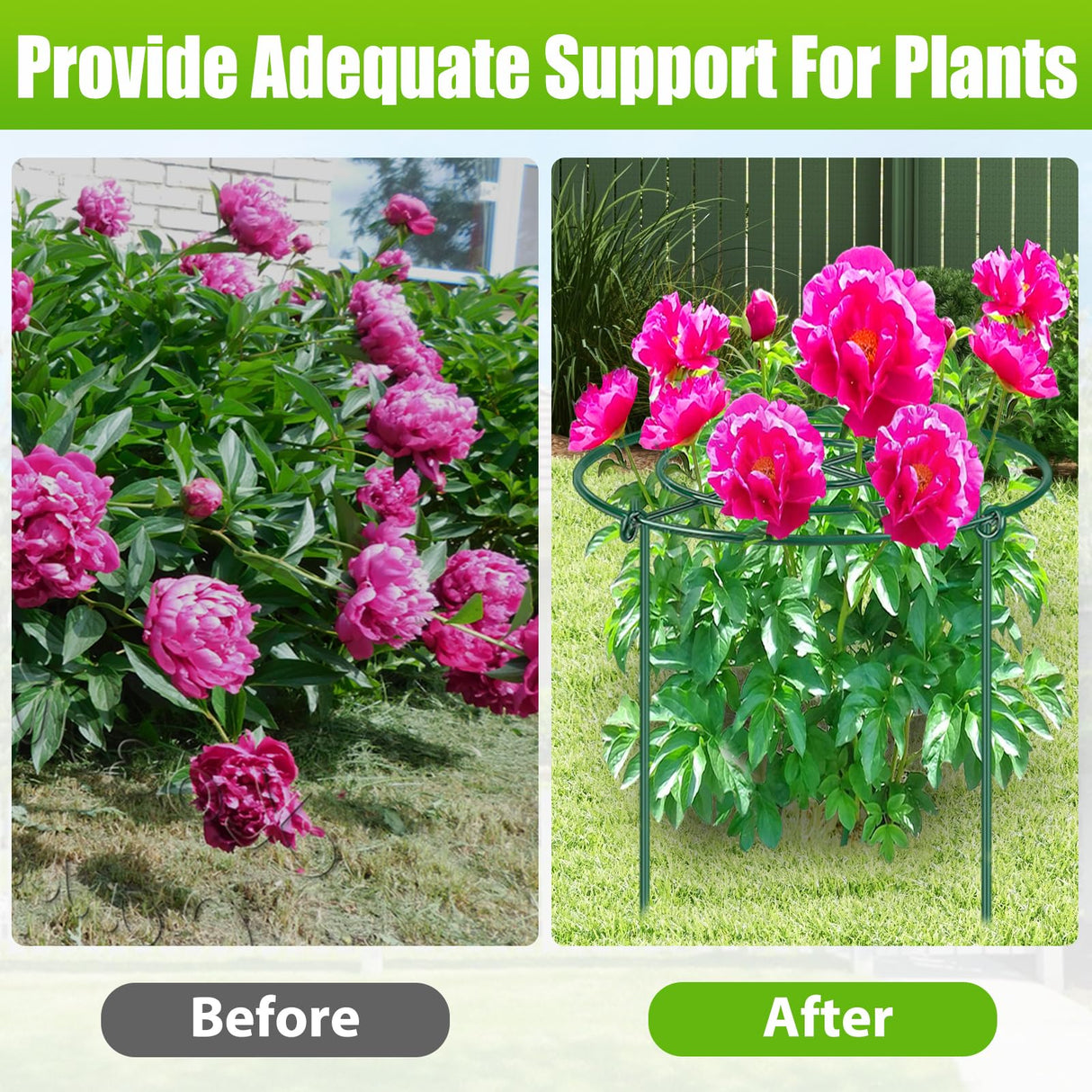 MJZ 4 Pack Peony Cages and Supports, 11.5" Dx16 H Metal Plant Supports