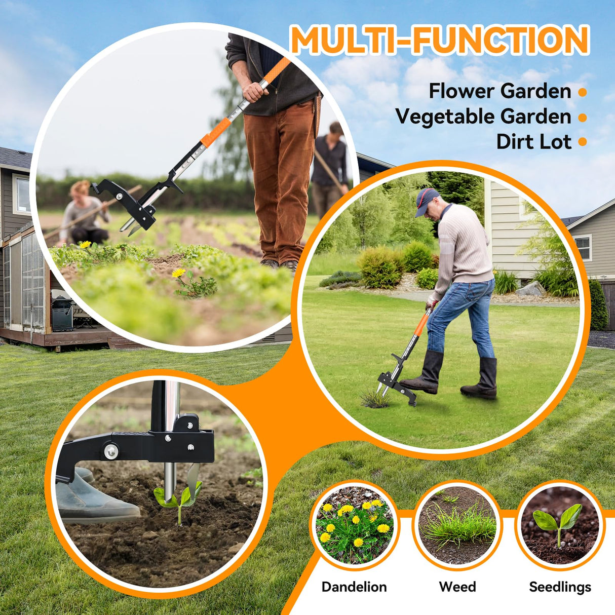Fulljion Weed Puller Tool,No Bending/Kneeling for Lawn,Yard & Garden Tool