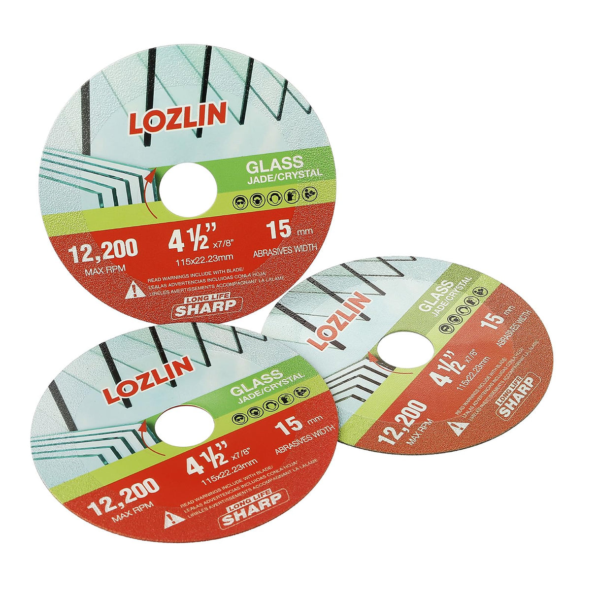 LOZLIN Diamond Blades 3-Pack 4.5" Diamond Multi-Purpose Saw Blades - Heavy Duty Angle Grinder Discs for Cutting Marble/Quartz/Stone/Tile/Metal/Plastic (Nano-Diamond, 3)