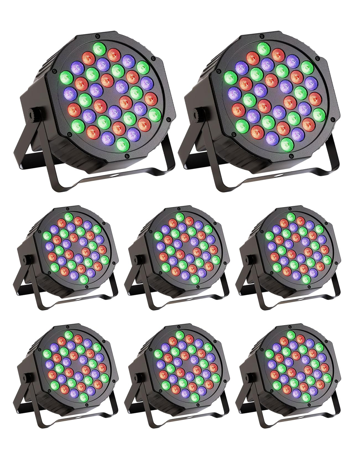 JAJALUYA LED Par Lights 36 LED Stage Lights 7 Modes RGB DJ Lights with Sound Activated Remote and DMX Control DJ Uplighting for Birthday Party Events Wedding Christmas Stage Lighting (8 Packs)