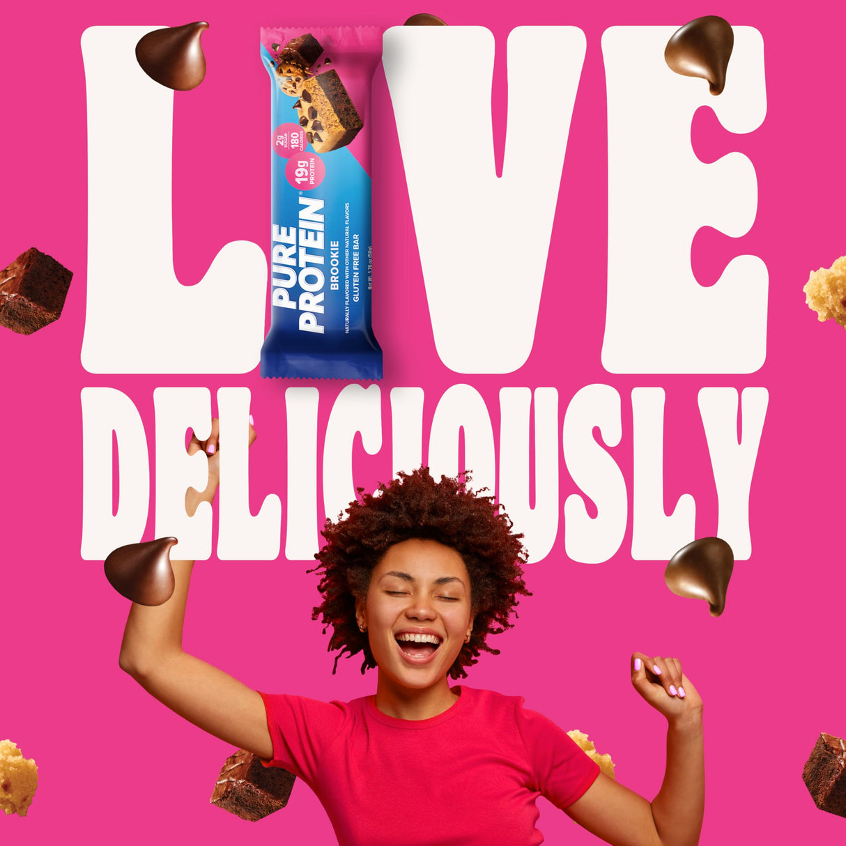 Pure Protein Bars, High Protein, Nutritious Snacks to Support Energy, Low Sugar, Gluten Free, Brookie, 1.76oz, 12 Count (Packaging May Vary)