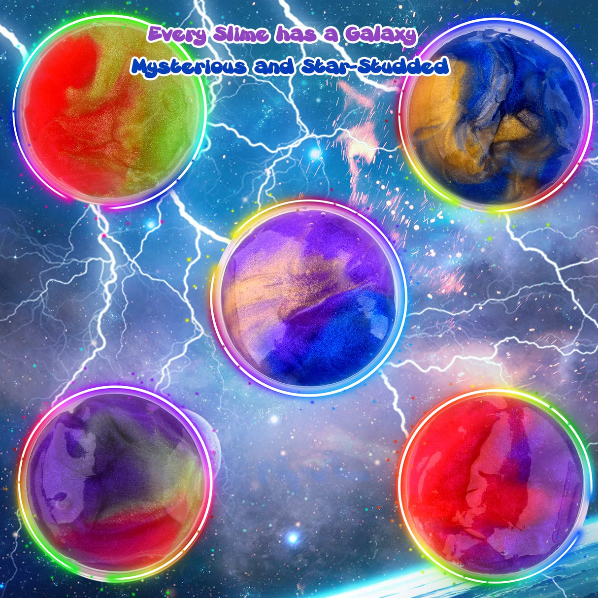 Galaxy Slime Kit with 60 Pack,Slime Party Favors for Kids, Non Sticky,Wet,Soft Sludge Toy Mini Slime Bulk for Boys Girl, Stress Relief,Goodie Bags, Christmas Stuffers