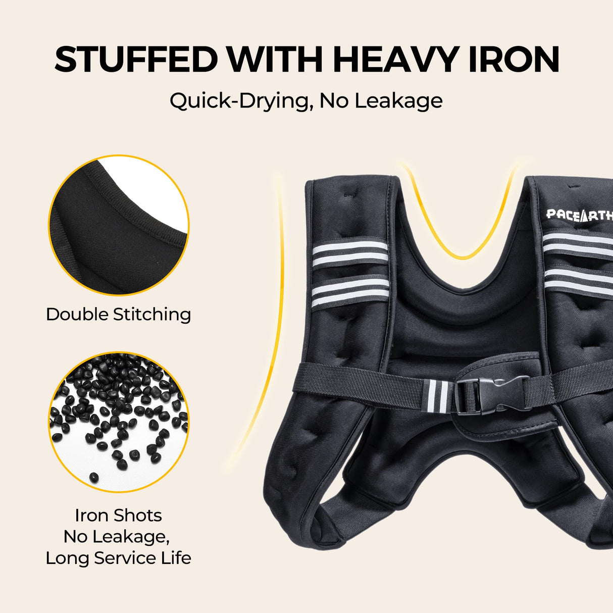 PACEARTH Weighted Vest,4lb/6lb/10lb/12lb/16lb/20lb/25lb/30lb Weight Vest with Reflective Stripe, Body Weight Vests Adjustable for Men, Women Workout, Strength Training, Running, Walking, Jogging