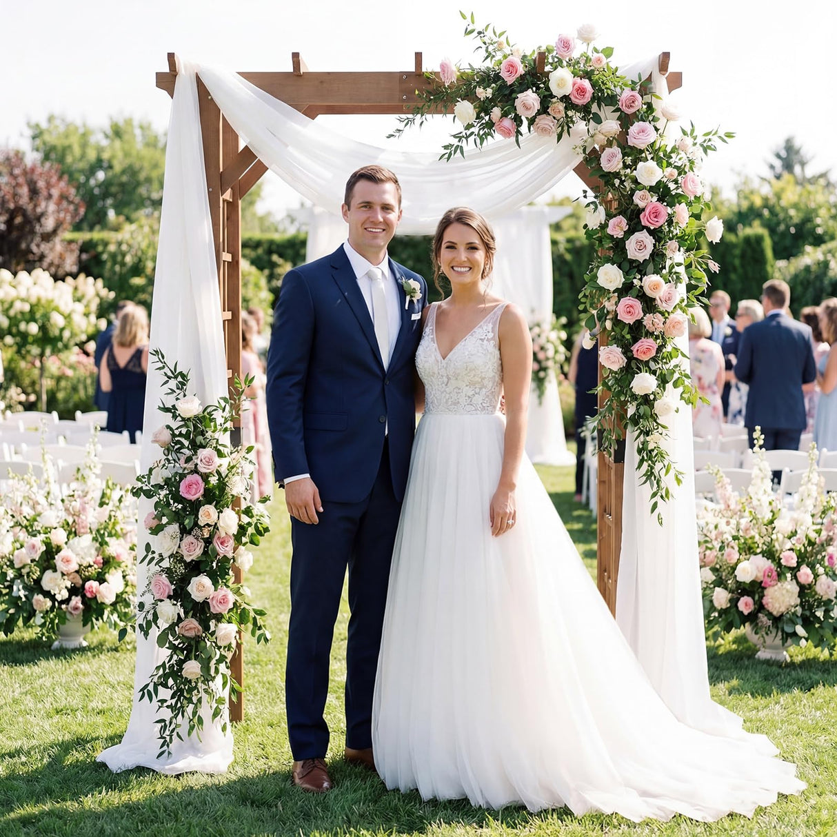 Giantex 7FT Wood Garden Arbor Trellis, Wooden Wedding Arch for Ceremony