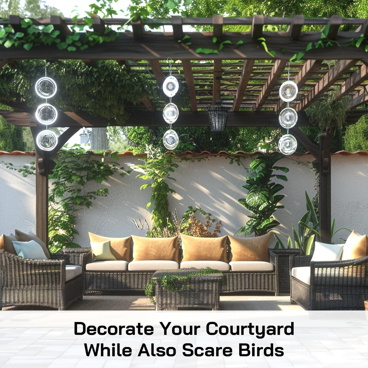 Bird Deterrents for Outside, Reflective 3D Stainless Steel Wind Spinners, Garden Decor, Bird Scare Devices to Keep Woodpeckers, Pigeons Away from Your House, Patio, Orchards