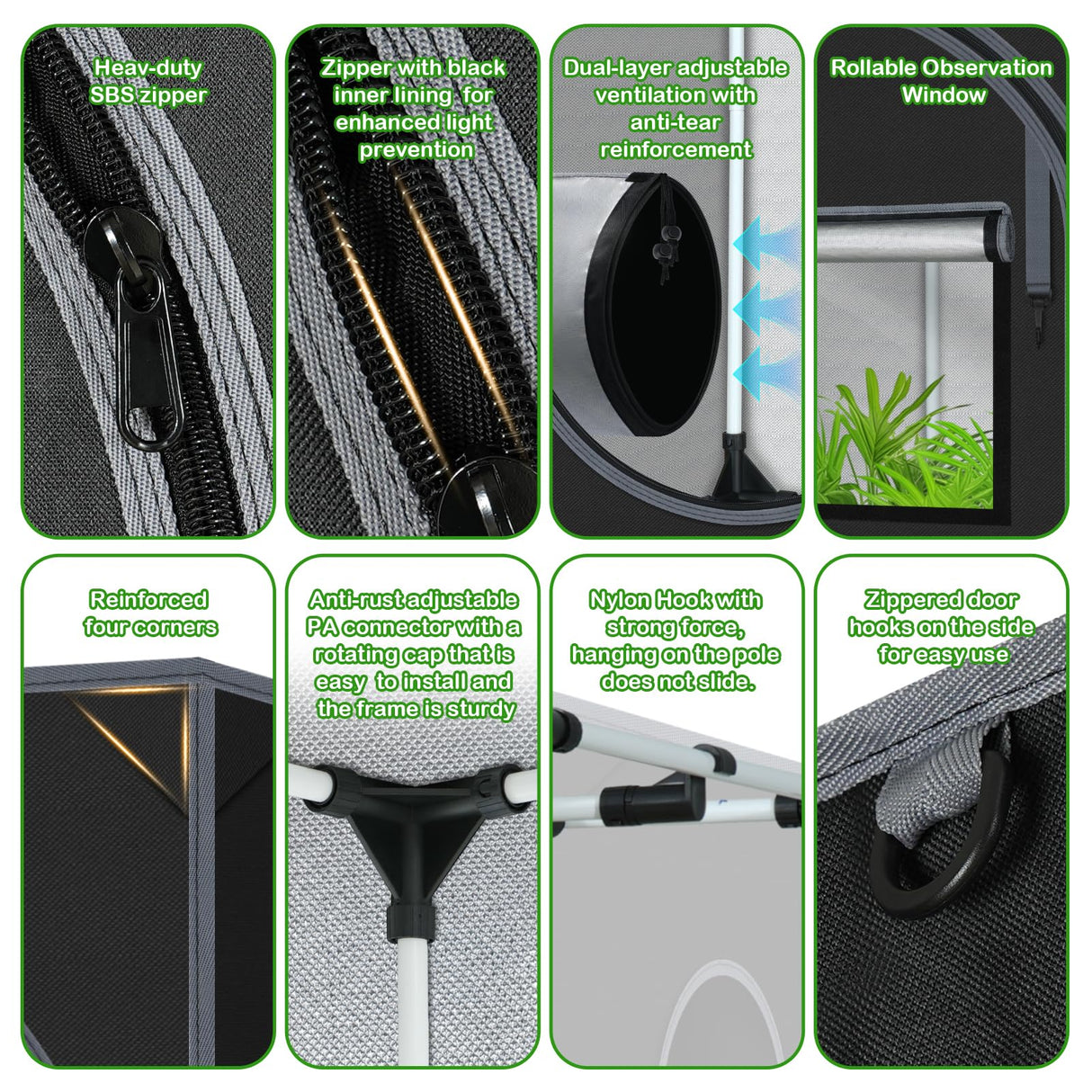 24"x24"x55" Grow Tent for Indoor Plants 600D Mylar Hydroponic High Reflective GrowTents for Plant Fruit Flower Veg Growing