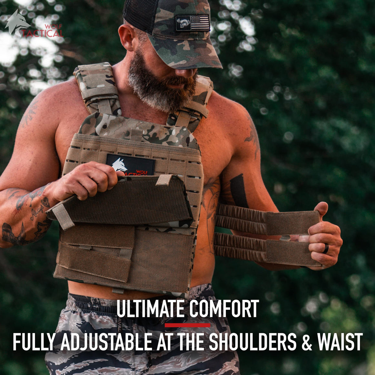 WOLF TACTICAL Adjustable Weighted Vest – WODs, Strength and Endurance Training, Fitness Workouts, Running (Blue)