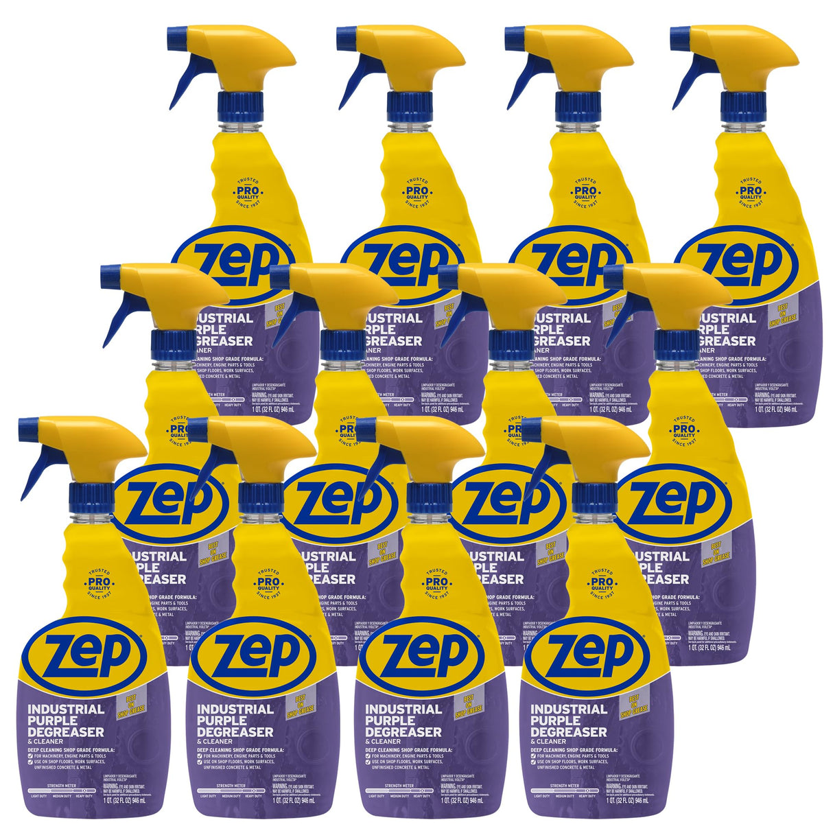Zep Industrial Purple Cleaner and Degreaser Concentrate - 32 oz (Case of 12) R42310 - Powerful Deep Oil and Grease Cleaning Formula for Machinery, Engine Parts, Shop Floors, and Garages