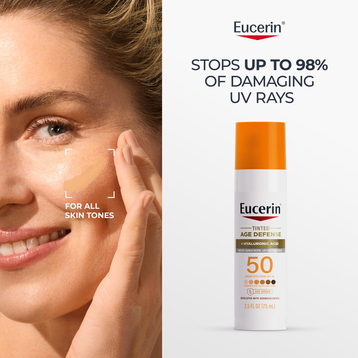Eucerin Sun Age Defense Tinted Face Lotion SPF 50, 2.5 FL OZ